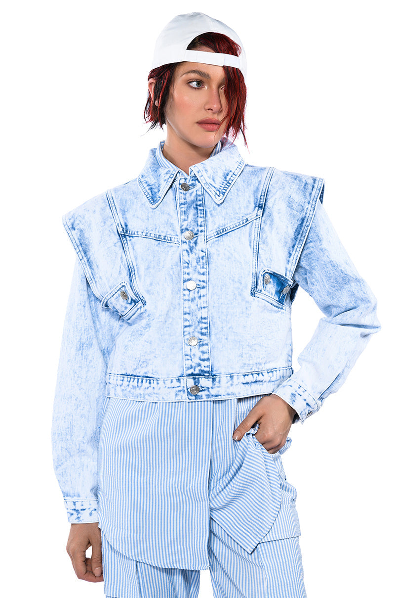 TIME AFTER TIME SHARP SHOULDER DENIM JACKET