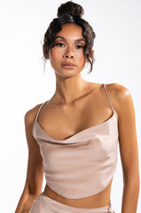 TO THE CHATEAU SLEEVELESS CROPPED OPEN BACK COWL NECK
