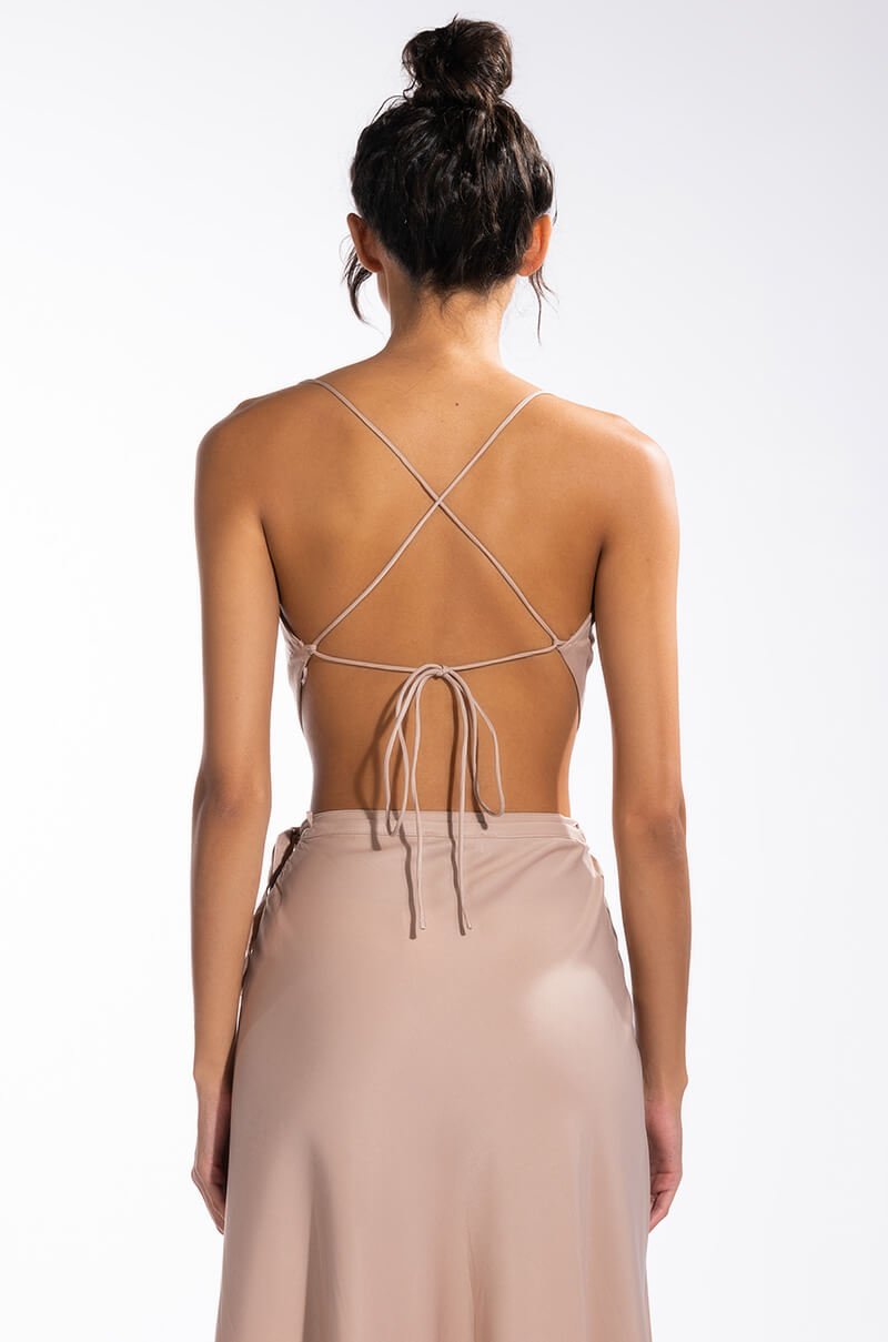 TO THE CHATEAU SLEEVELESS CROPPED OPEN BACK COWL NECK