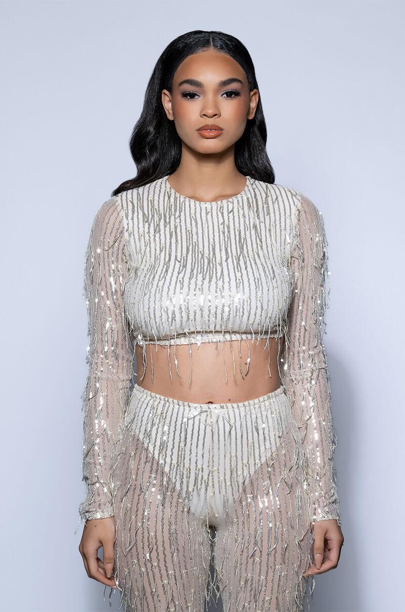 TONIGHT IS THE NIGHT SEQUIN LONG SLEEVE TOP