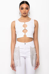 TOO CUTE HEART DETAIL CUTOUT CROP TANK