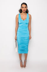 TOO PRETTY FOR YA MIDI RUCHED DRESS