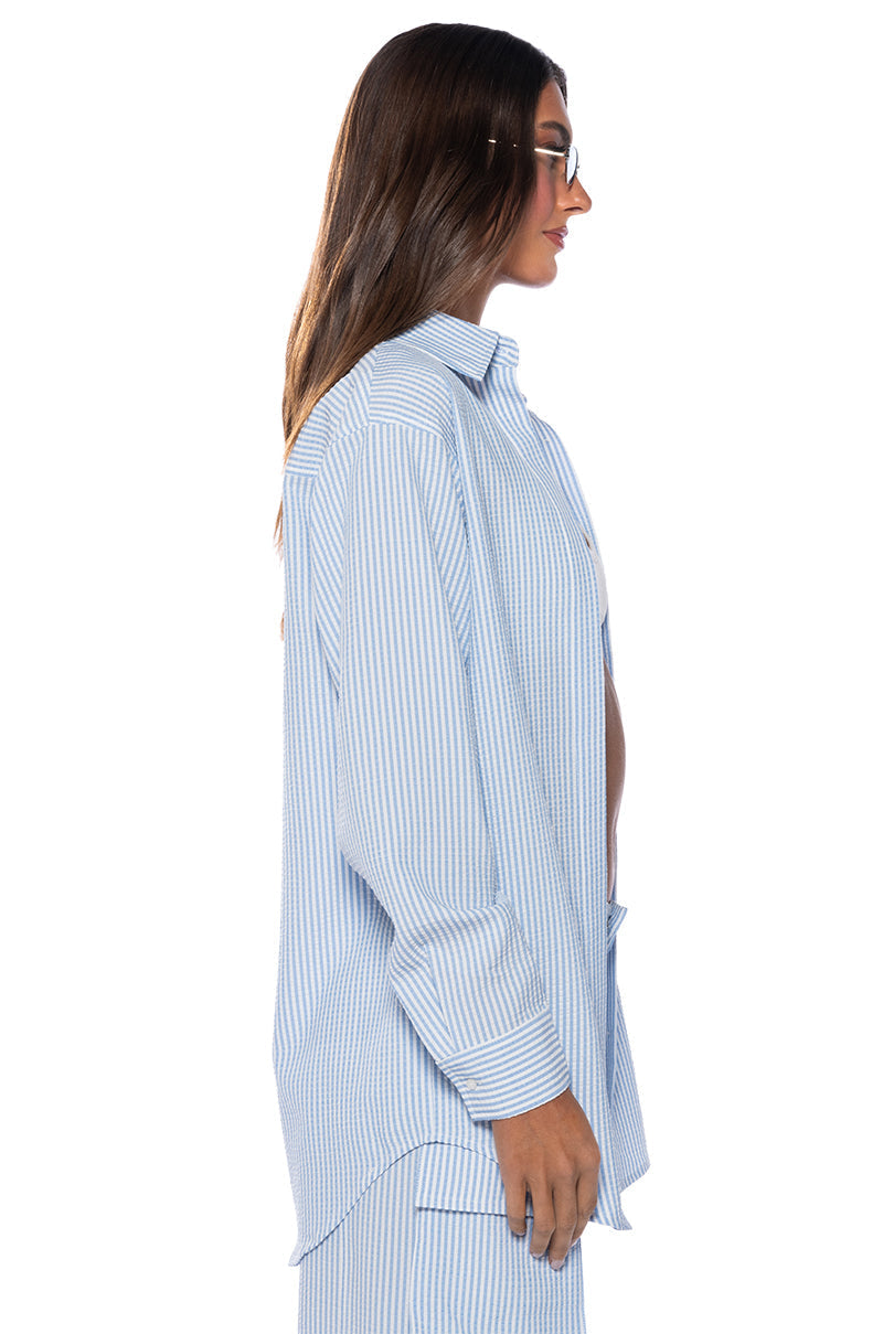 TOTO SEERSUCKER BUTTON DOWN SHIRT