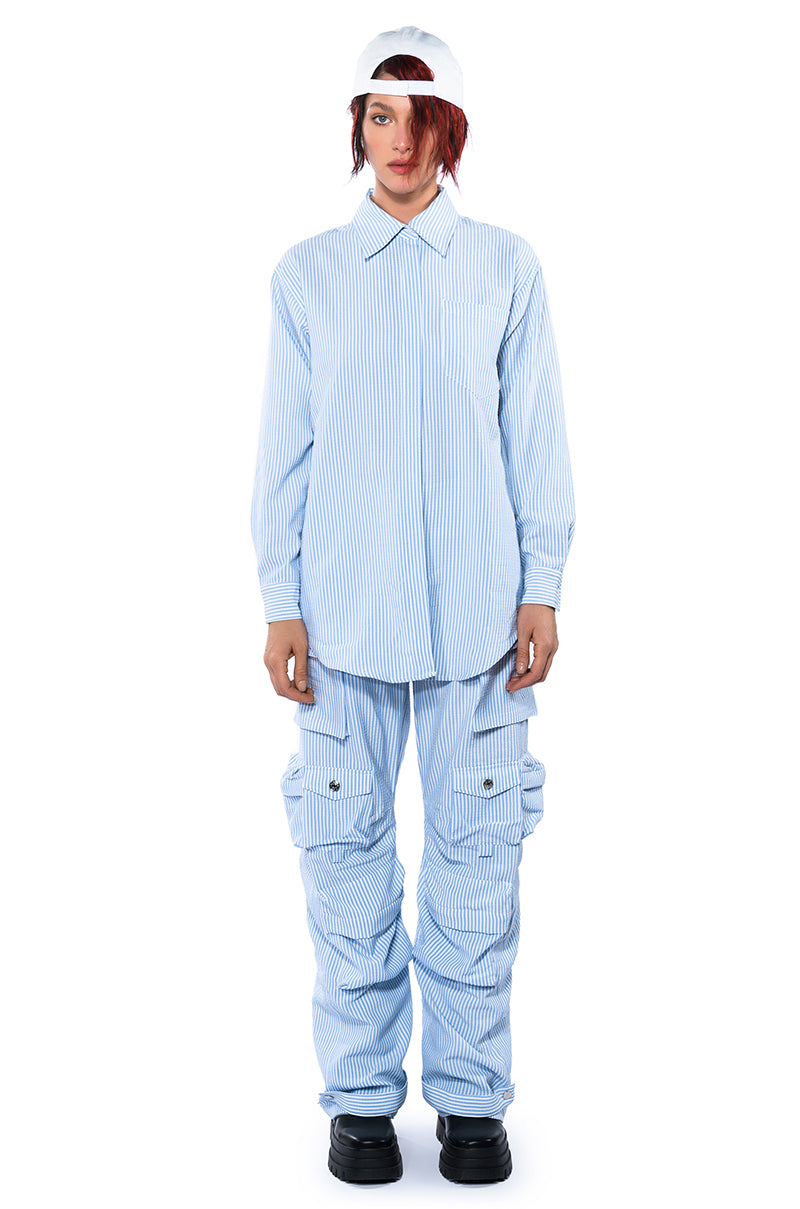 TOTO SEERSUCKER BUTTON DOWN SHIRT
