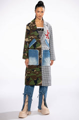 TOWSON HALF PLAID HALF CAMO TRENCH