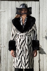 TRES ZEBRA FAUX FUR COAT