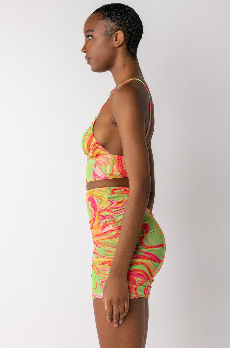 TRIPPY RUCHED MESH BUSTIER