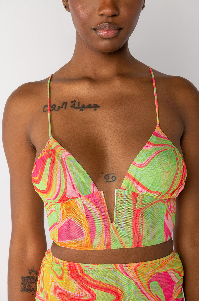TRIPPY RUCHED MESH BUSTIER