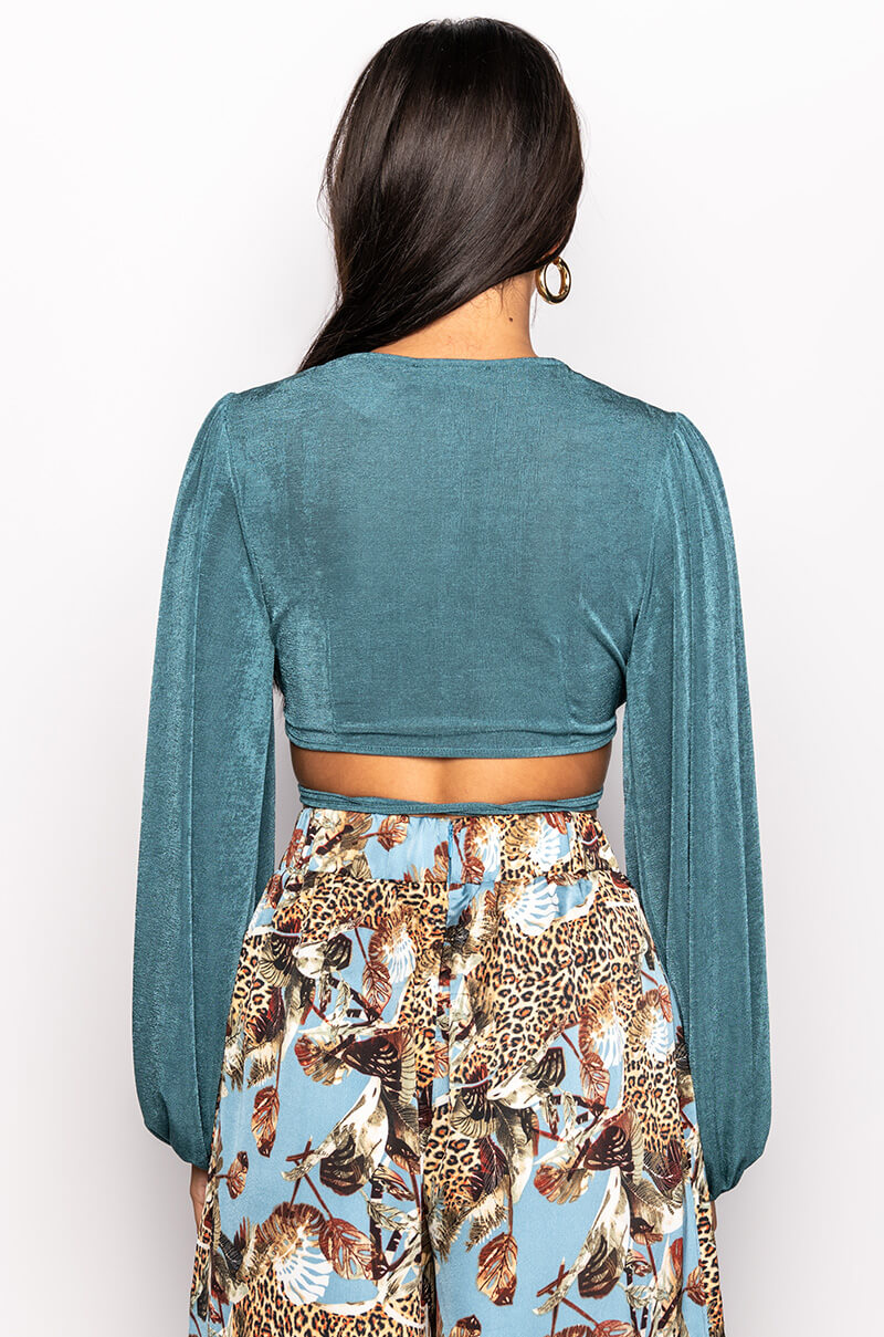 TRY HARDER TIE FRONT CROP TOP