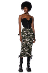TRY ME B ROUCHED MIDI SKIRT