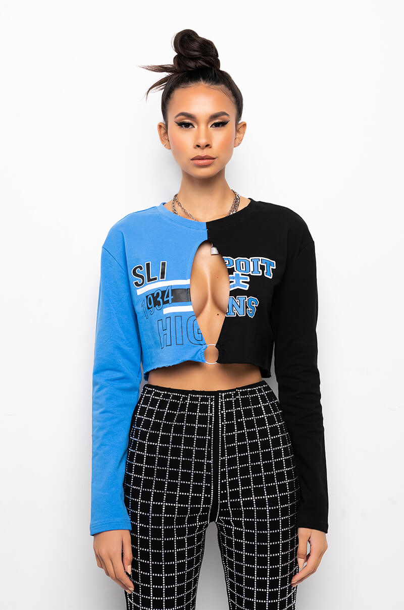 TRYOUTS CUT OUT CROPPED SWEATSHIRT