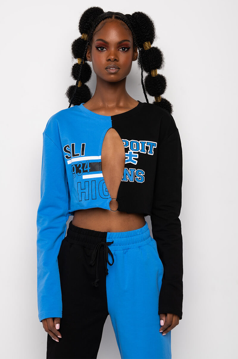 TRYOUTS CUT OUT CROPPED SWEATSHIRT
