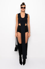 TWIN FLAME HIGH SLIT SLEEVELESS BLOUSE