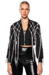 KYLER CROP BOMBER WITH DIAMOND ROPE