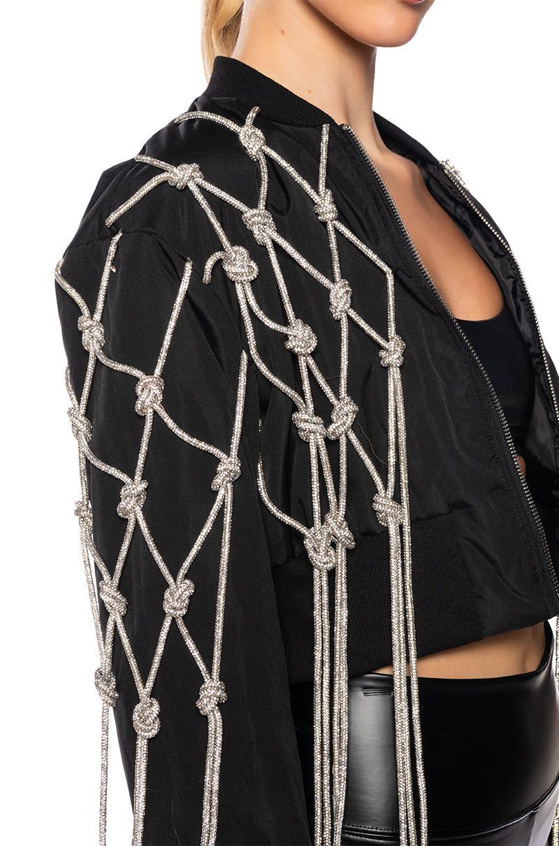 KYLER CROP BOMBER WITH DIAMOND ROPE