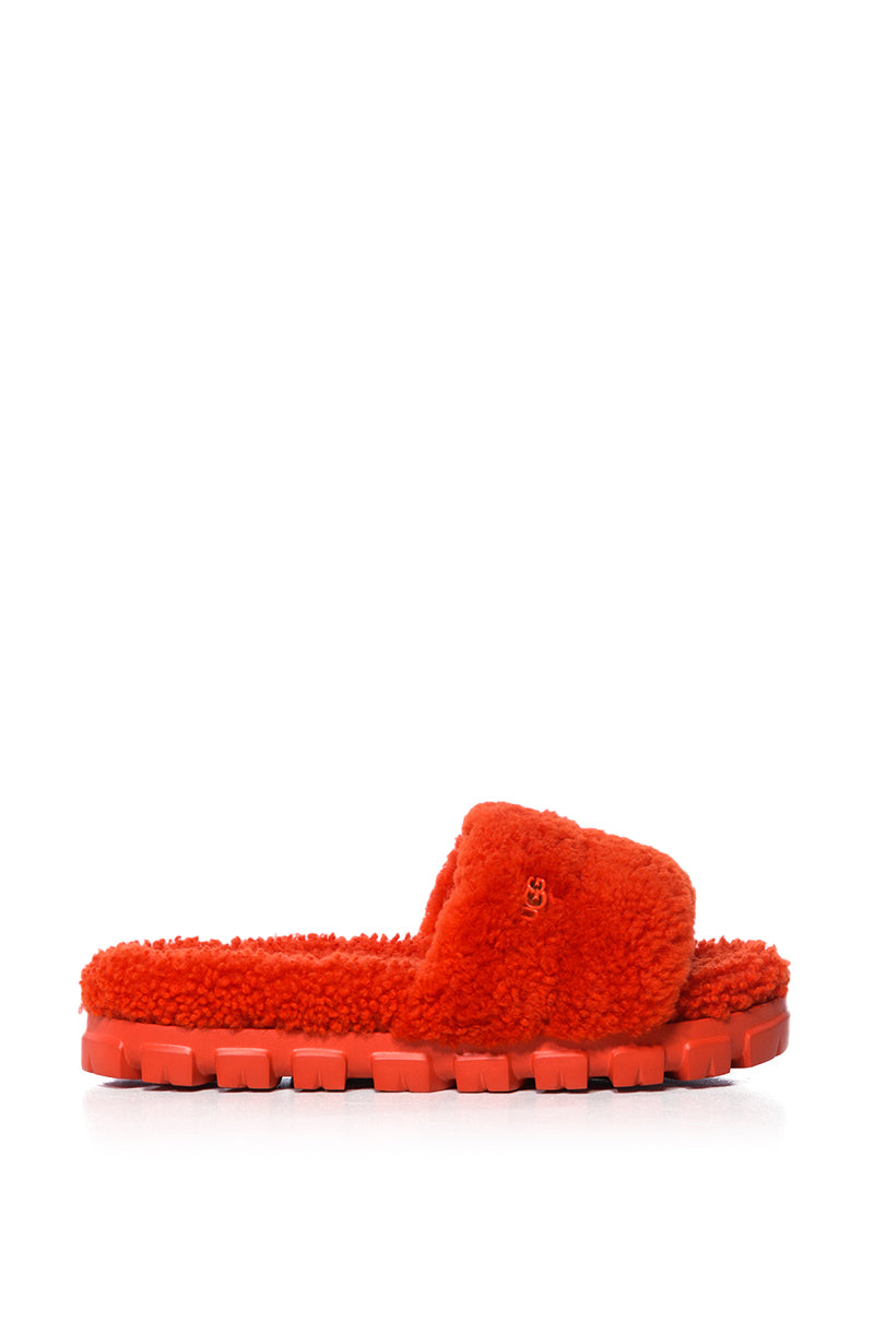 UGG COZETTA FUR SLIPPERS IN RED