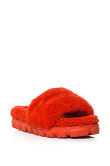 UGG COZETTA FUR SLIPPERS IN RED