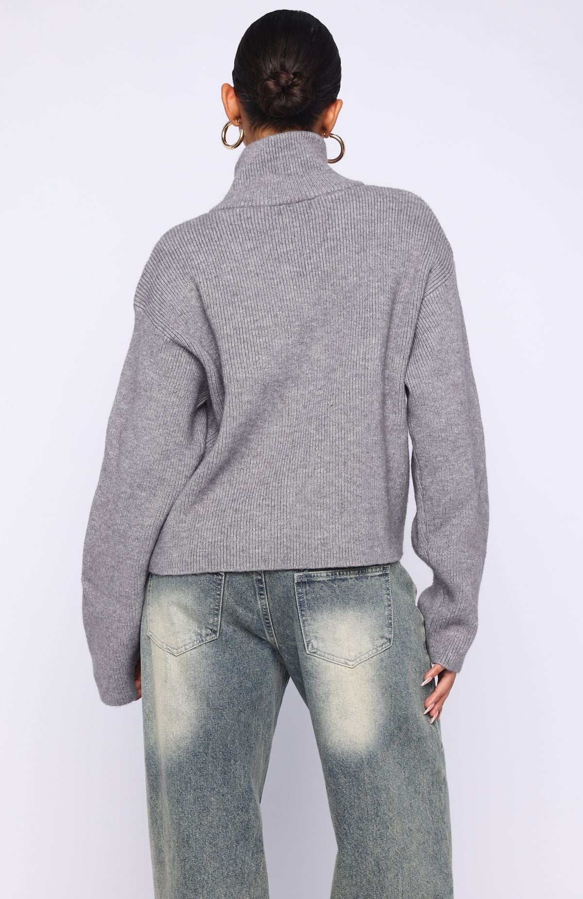 Violetta Zip Knit Cardigan Smokey Grey