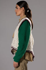 UNDECIDED MIXED MATERIAL BUTTON DOWN TOP