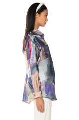 UNDER THE LIGHTS SATIN BUTTON DOWN