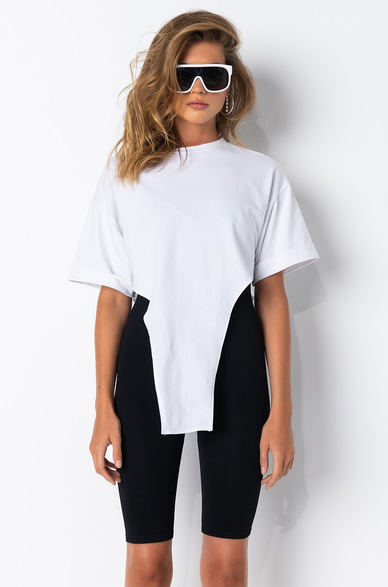 UNTHINKABLE T SHIRT WITH IRREGULAR HEM