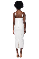 UP TO NO GOOD SLEEVELESS FAUX LEATHER MIDI DRESS