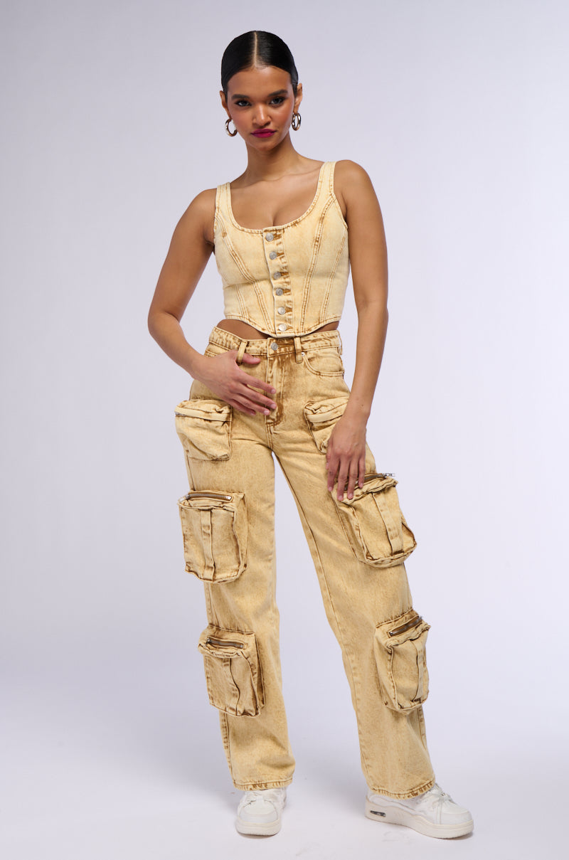 VALERIE BUTTON DOWN MINERAL WASH CORSET
