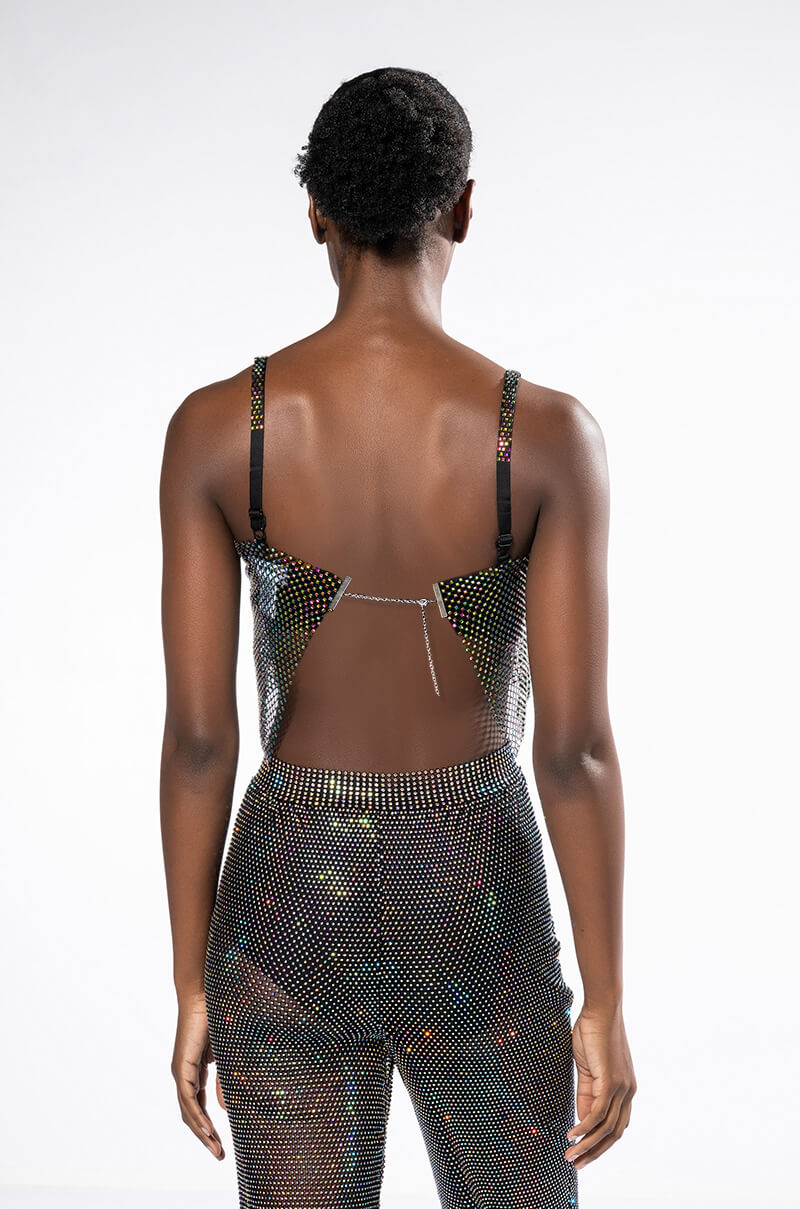 VANESSA RHINESTONE MESH SLEEVELESS CROP
