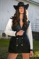 VARSITY BLAZER IN PU