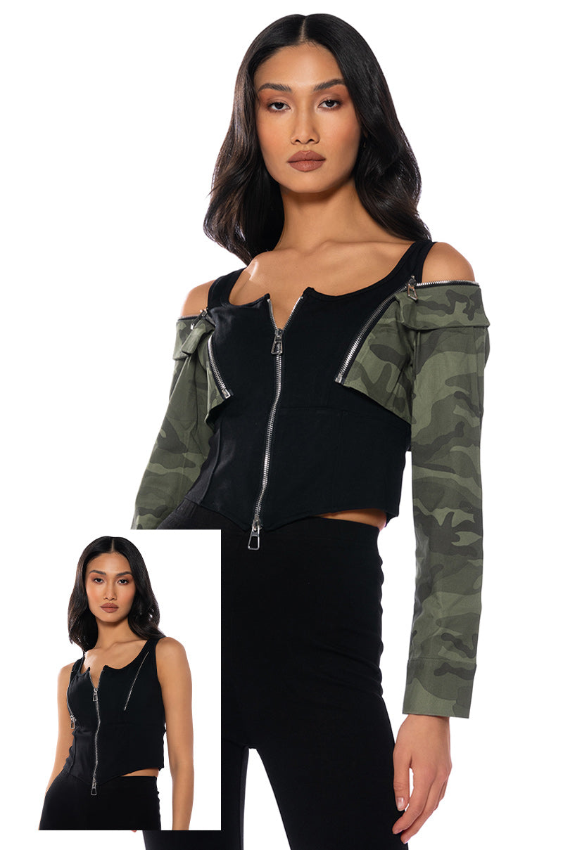 VELOCITY DROP DOWN SLEEVE CORSET BLOUSE