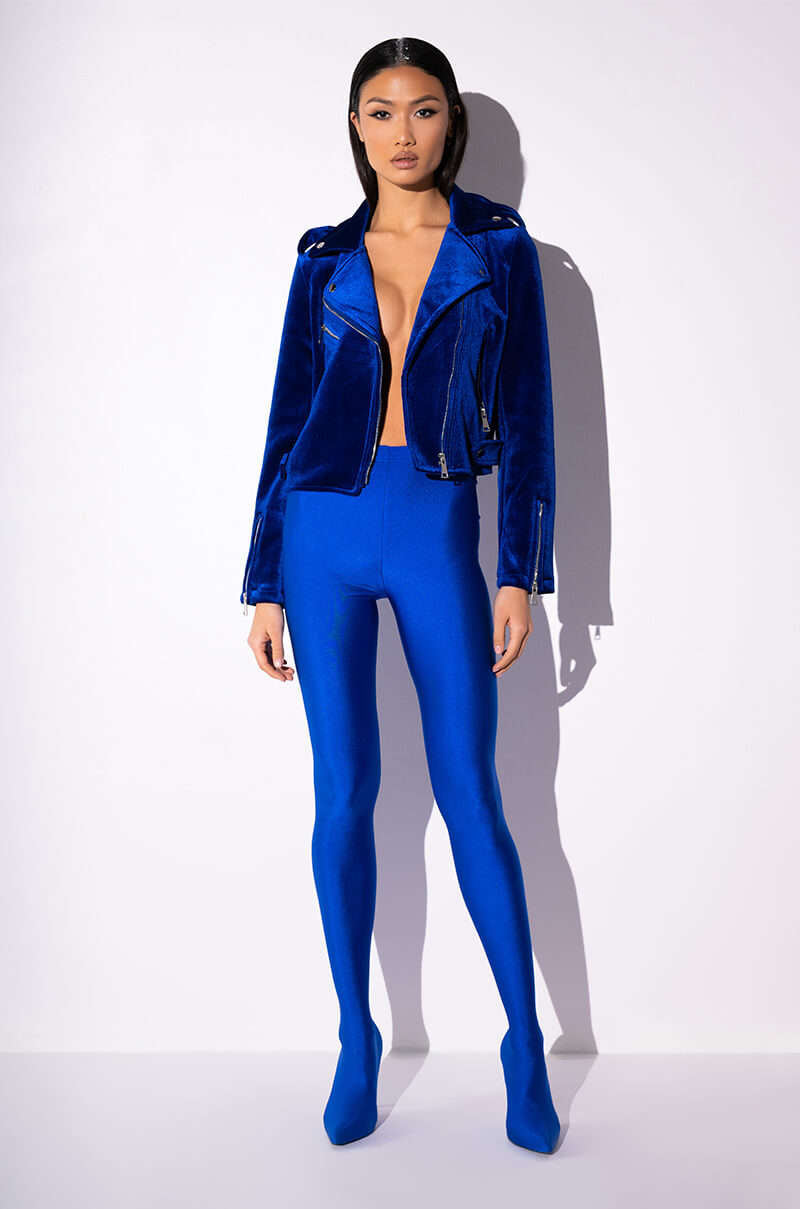 BLUE VELVET NOIR MOTO JACKET