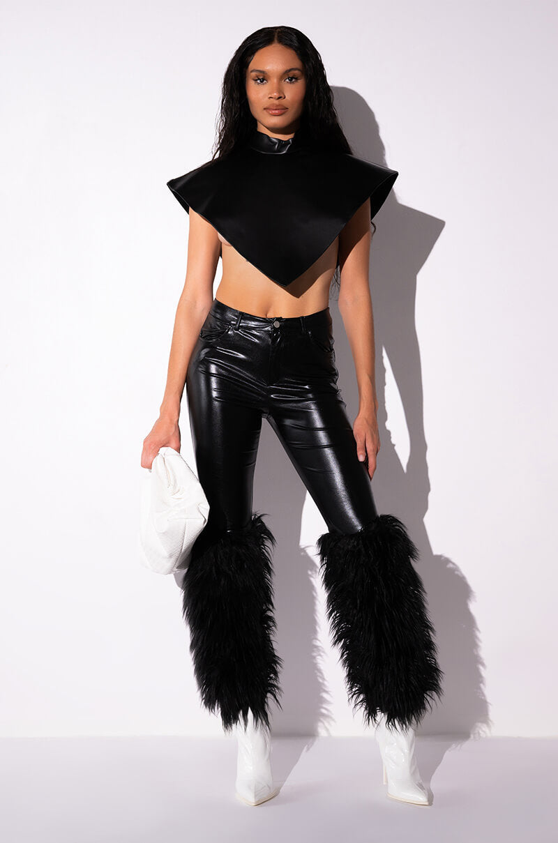 VIBE TO REMEMBER FAUX FUR VEGAN LEATHER PANT