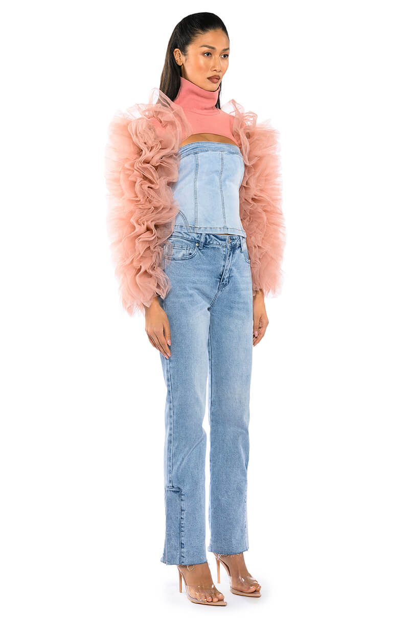 VIRGO RUFFLE SLEEVE LAYERING TOP