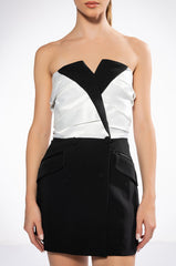VIVIAN TUXEDO DETAIL STRAPLESS MINI DRESS