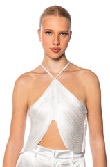 VIVIANNE FRINGE DETAIL CROP TOP IN WHITE