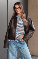 I Know Love PU Jacket Chocolate