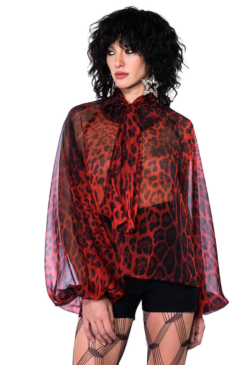 CAITLYNN TIE NECK SHEER BLOUSE