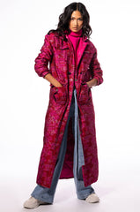 WARM IT UP JACQUARD TRENCH WITH QUILTED LINING