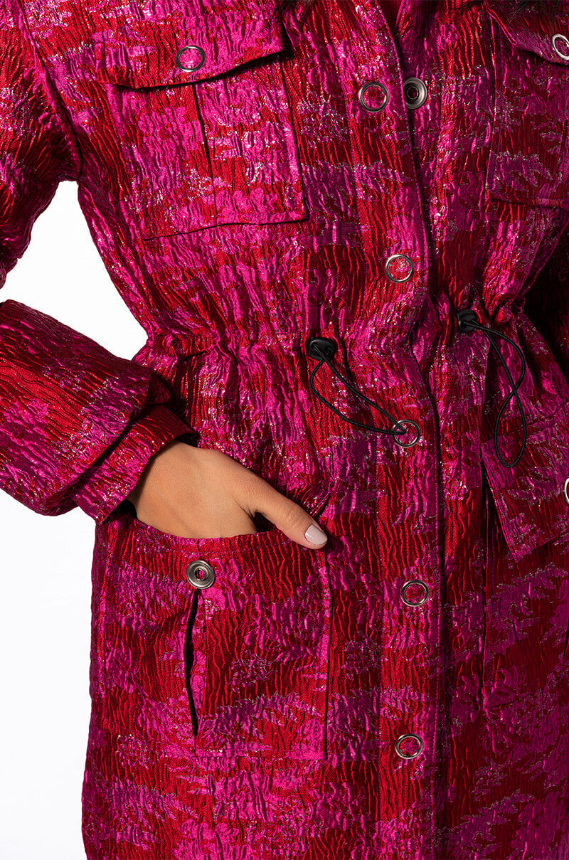 WARM IT UP JACQUARD TRENCH WITH QUILTED LINING