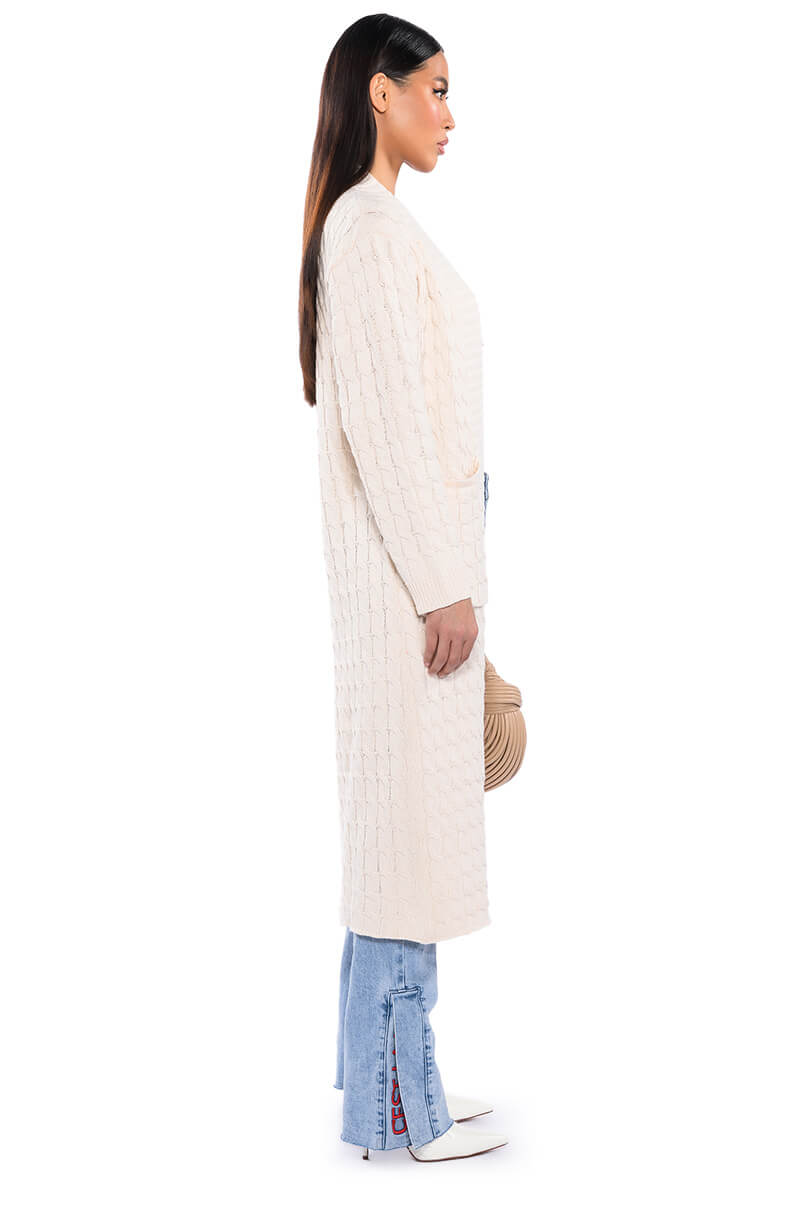 WARM N FUZZY BRAID PATTERN KNIT CARDIGAN