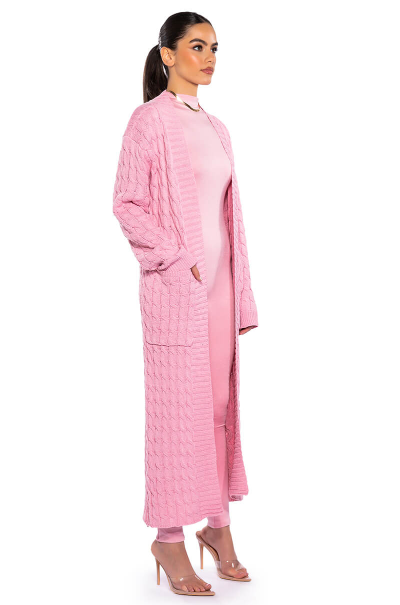 WARM N FUZZY BRAID PATTERN KNIT CARDIGAN