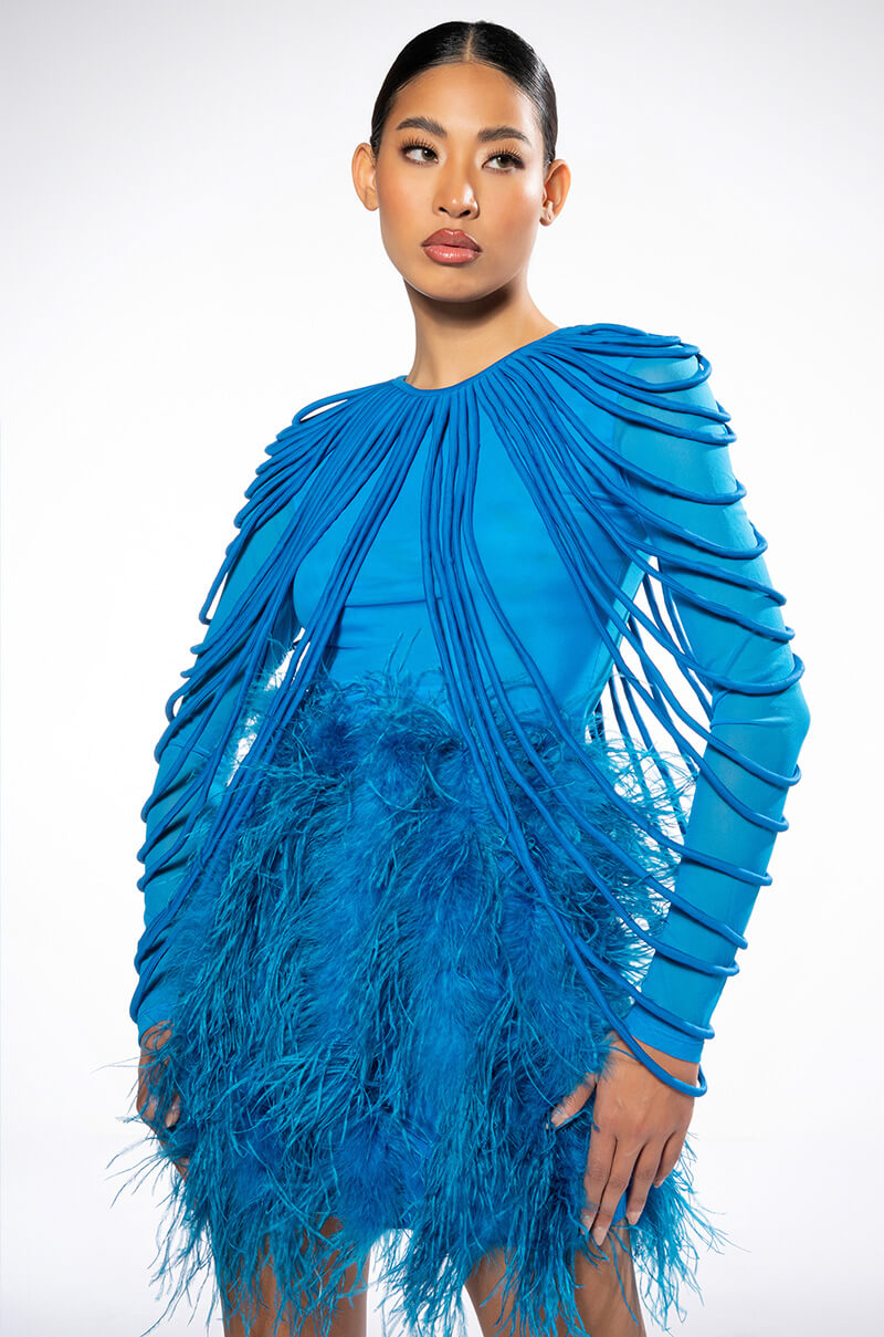 WAVY BABY LONG SLEEVE STRING DETAIL MESH TOP