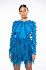 WAVY BABY LONG SLEEVE STRING DETAIL MESH TOP