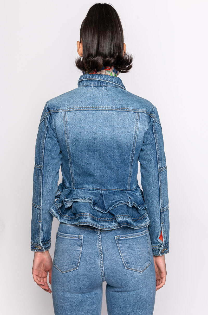 WAYNE PEPLUM DENIM JACKET