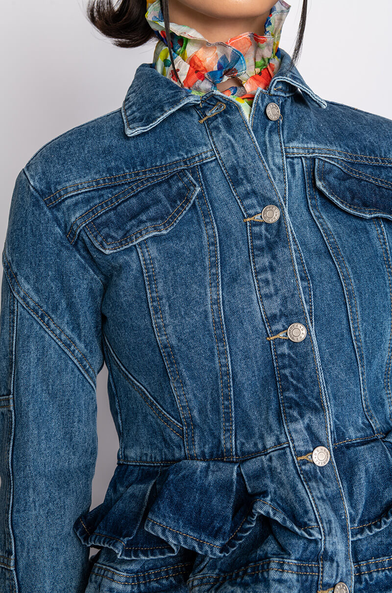 WAYNE PEPLUM DENIM JACKET