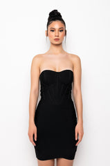 WHAT YOU NEED BANDAGE CORSET TOP MINI DRESS