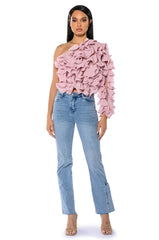 WHAT YOU WANT ONE SLEEVE TEXTURED TOP