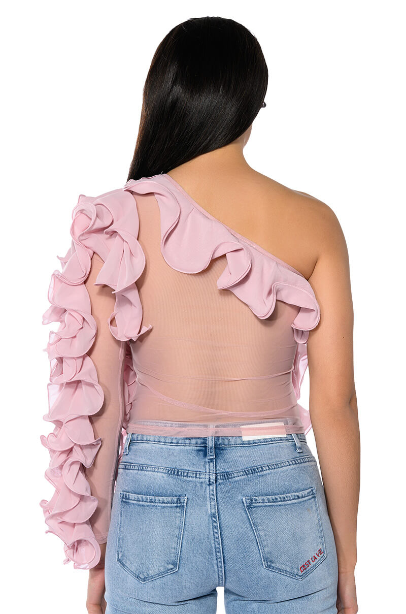 WHAT YOU WANT ONE SLEEVE TEXTURED TOP