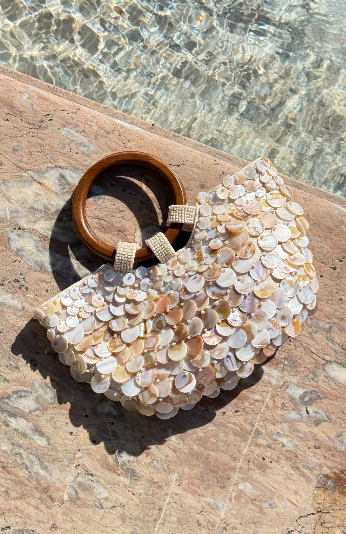 Alessandra Shell Top Handle Bag Cream
