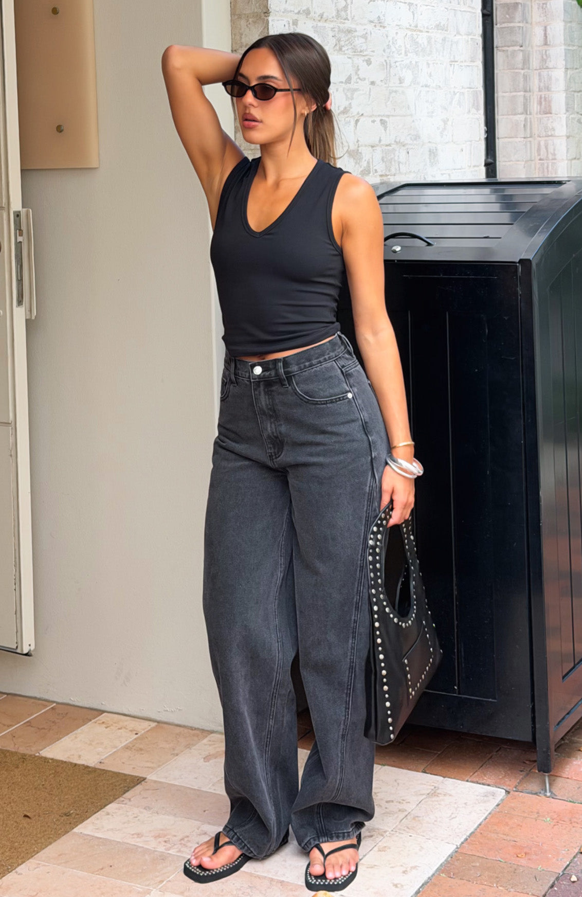 All Around You V Neck Top Black